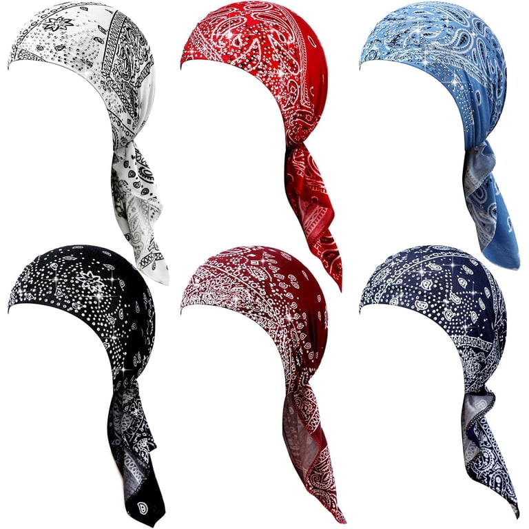 6Pcs Rhinestone Head Scarf Stretchy Head Wrap Women Bandana  display picture 1