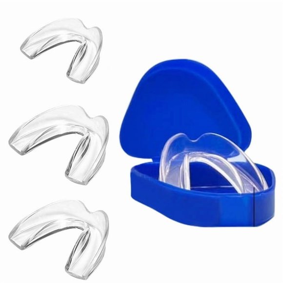 Customizable Nighttime Teeth Grinding Protector - 4-Piece Set with 2 Sizes, Hygiene Storage Case | Food-Grade, BPA & Latex-Free Material | Reusable, Comfortable Fit Mouth Guard for Oral Care