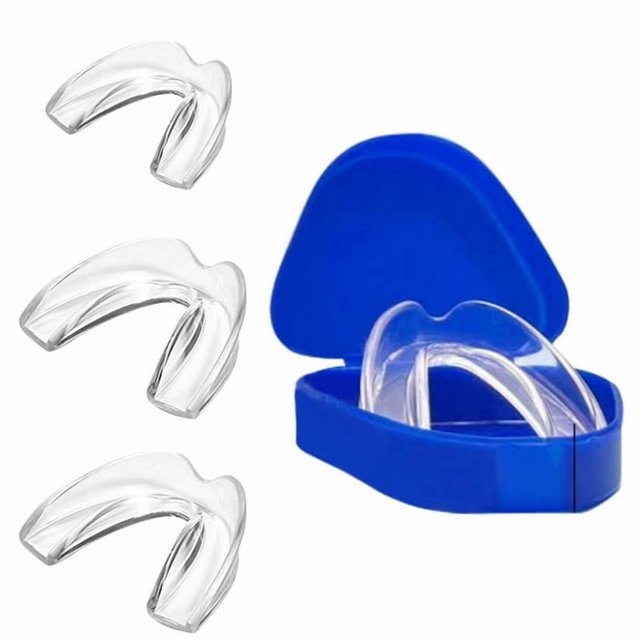 Customizable Nighttime Teeth Grinding Protector - 4-Piece Set with 2 Sizes, Hygiene Storage Case | Food-Grade, BPA & Latex-Free Material | Reusable, Comfortable Fit Mouth Guard for Oral Care
