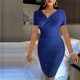 thumbnail image 5 of Vestido sexy de mujer con cuello en V Sólido Draw Back Manga corta Vestido de glúteos Fridja qw6116, 5 of 8