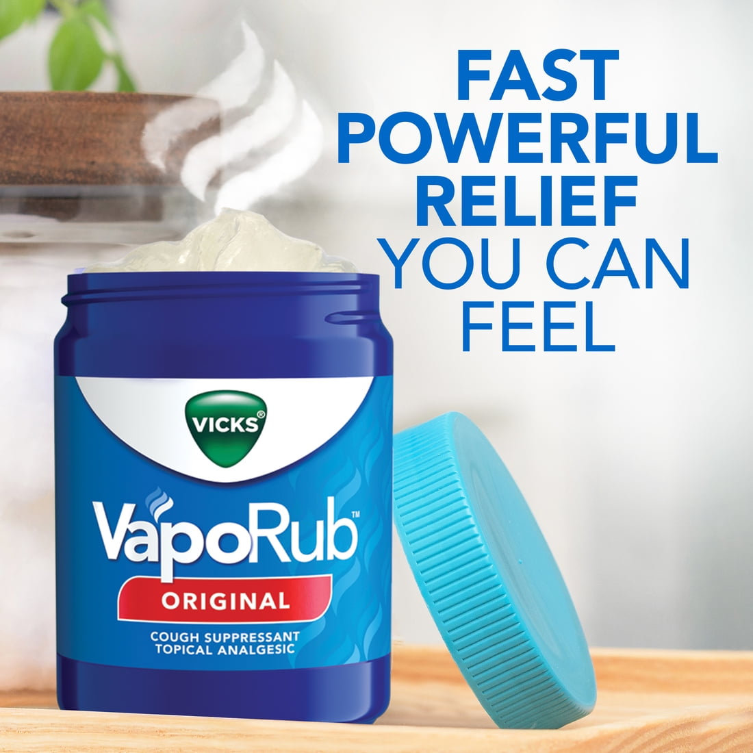 Vicks Vapo Rub Topical Chest Rub and Analgesic Ointment, Cough Medicine for Cough Relief, 1.76 Oz