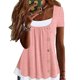 thumbnail image 3 of Camiseta 2 en 1 Blusa plisada con botones delanteros y ajuste holgado Blusa informal de verano para mujer Rosa M, 3 of 5