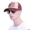 thumbnail image 5 of Men Women Puerto-Rico Flag Distressed Twill Cotton Baseball Cap Vintage Adjustable Dad Hat, 5 of 7