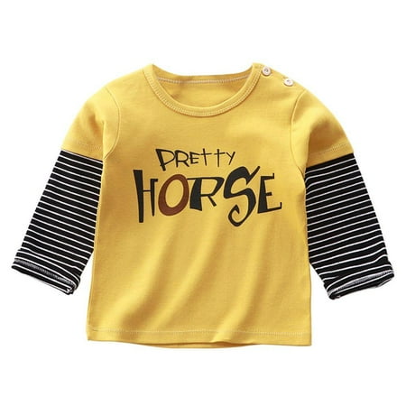 

Clearance Sale Autumn Spring Kids Boys Girls Sweatshirts Cartoon Bastic top Tee T-shirt O-Neck Striped Sleeve Pullovers Children Outfits 1-7T