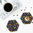 thumbnail image 4 of Yiaed Colorful Lizards Print Leather Coasters for Drinks - Cup Coasters Coffee Table Kitchen Table Bar, Home & Office Gifts Handmade Drink Coasters-Hexagon, 4 of 6
