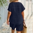 thumbnail image 4 of JULMCOMO Two Piece Sets for Women Ruffle Layered Scoop Neck Short Sleeve Summer Tops Wide Leg Loose Fit Trendy Short Sets with Pockets Navy XL, 4 of 4