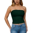 thumbnail image 2 of idosla Womens Tube Top Summer Going Out Tops Strapless Y2K Bandeau Spring Fitted Shirts Beach Vacation Clothes (Green, L), 2 of 6