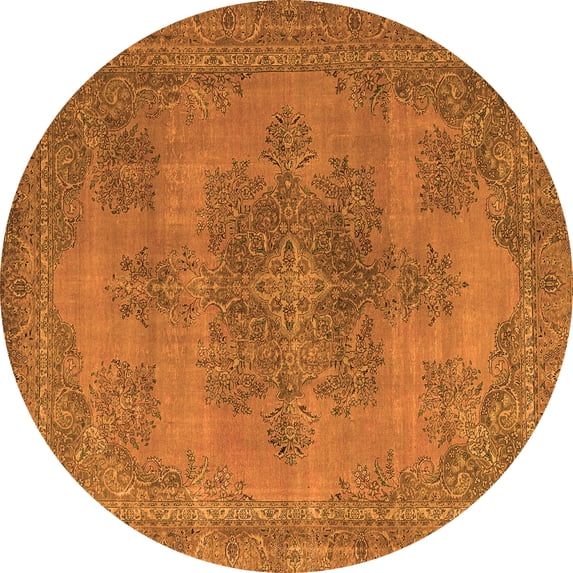 Ahgly Company Indoor Round Abstract Orange Modern Area Rugs, 3' Round