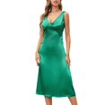 thumbnail image 1 of Women\'s Dresses Backless Swing Dress Sleeveless V-neck Long Maxi Dress SolidGreen, 1 of 5