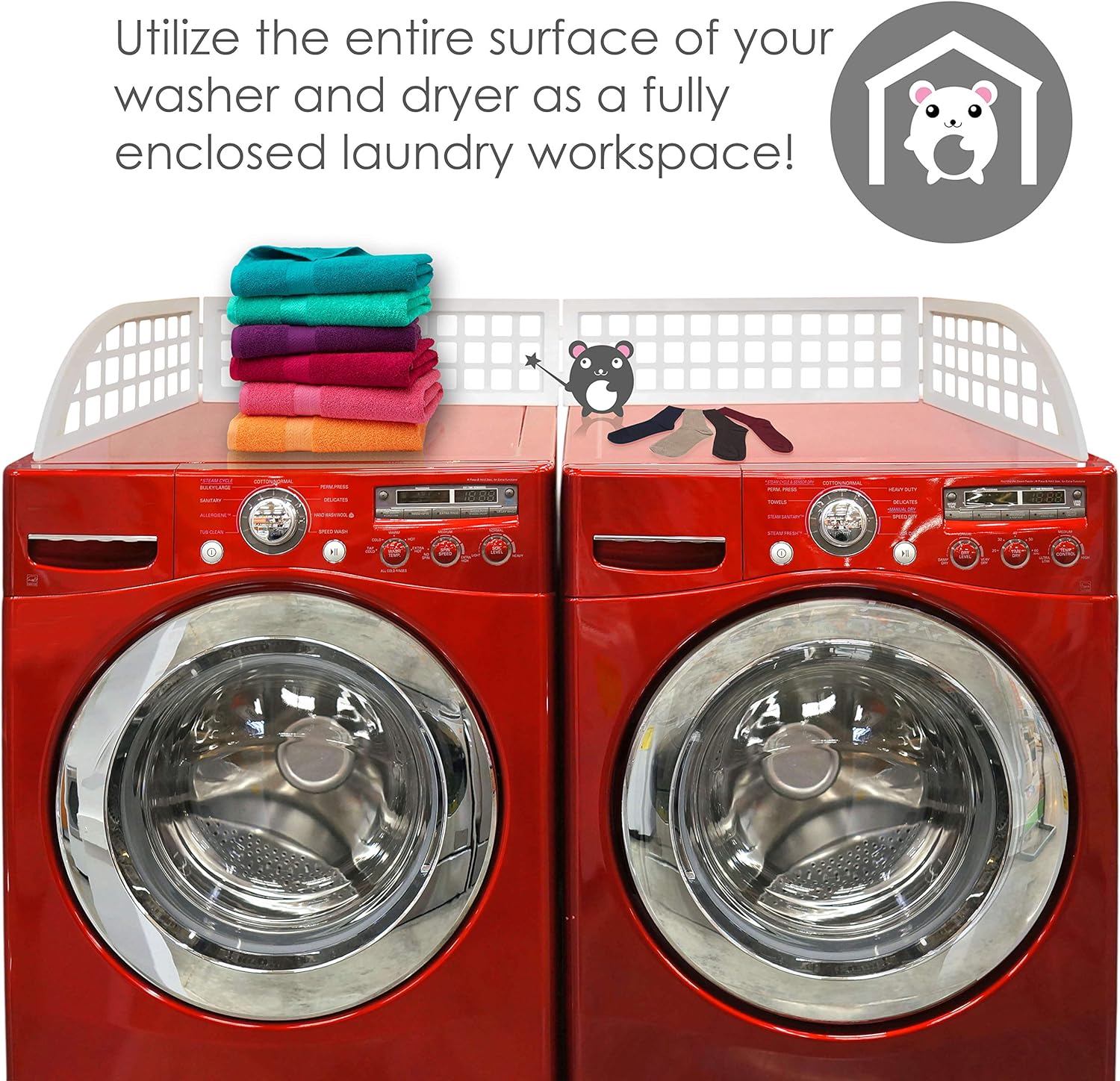 Haus Maus The Original Laundry Guard - Stop Laundry Falling Behind Washer/Dryer - Invented by a US Mom - Made in North America - Magnetic - Fits Most Front Loading Machines - Top of Fridge - White