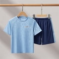 thumbnail image 2 of IFNWSV Ensembles d'Été pour Garçons Enfants Col Rond Manches Courtes Haut Respirant Shorts Taille Élastique Taille Moyenne Ados Ensemble de Sport 6-7 Ans, 2 of 7