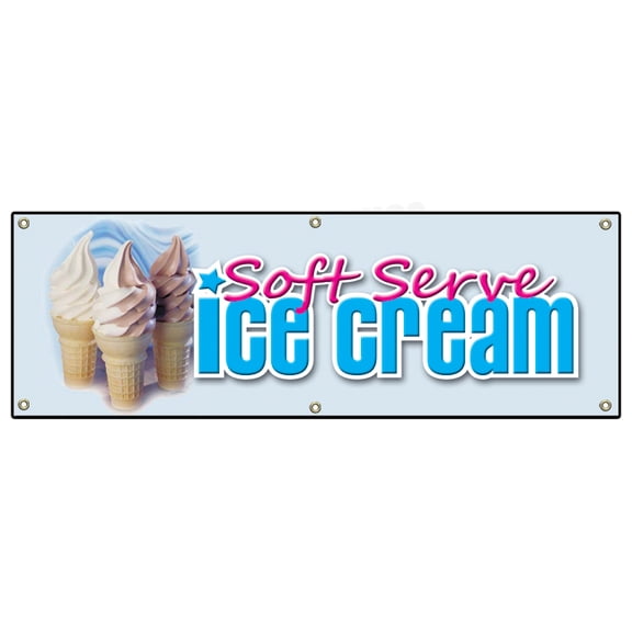 SignMission B-72 Soft Serve 72 in. Soft Serve Ice Cream Banner Sign - Shop Parlor