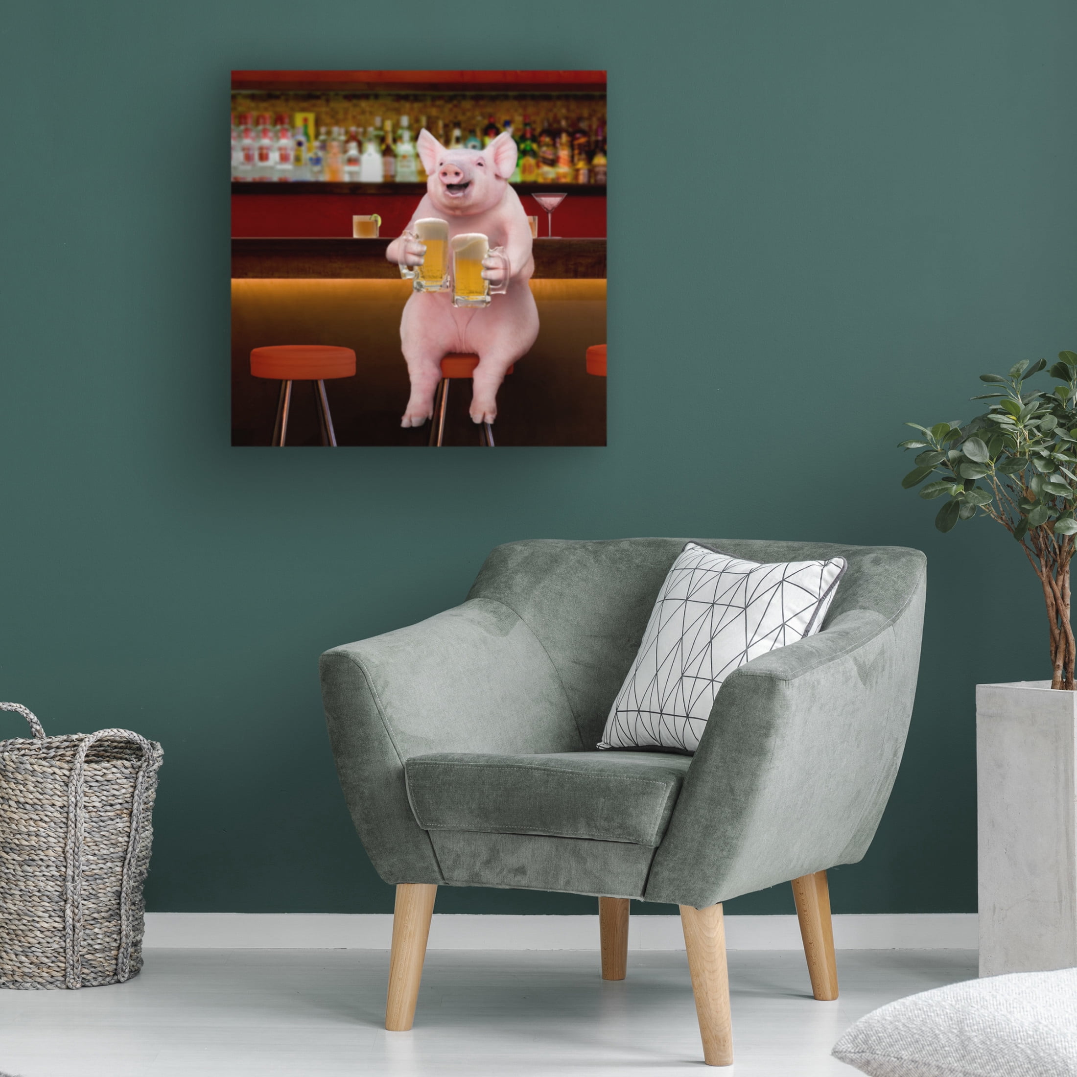 Canvas Wall Art - Lund Roeser 'Beer Hog' Wall Art for Living Room, Bedroom, or Office Décor by Trademark Fine Art - 14 x 14 Inches