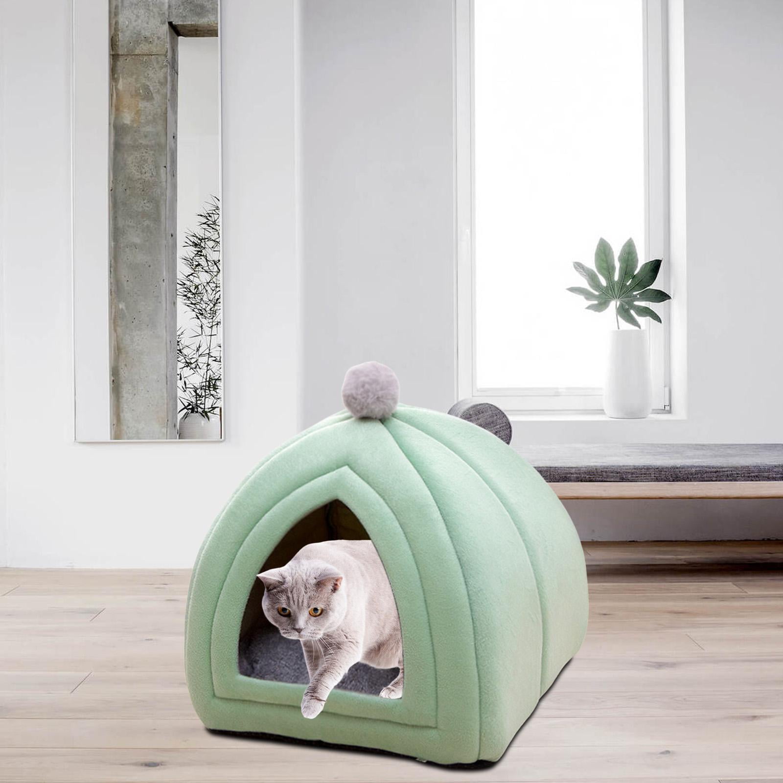 KUDES Cat and Small Dog House Kennel Foldable Pet Bed Tent, Indoor Enclosed  Warm Plush Sleeping Nest Cat Basket Puppy Cave Sofa with Removable Cushion
