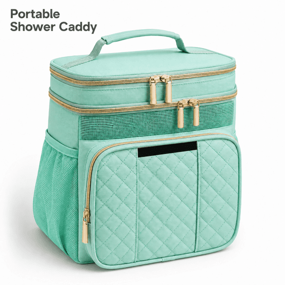 MEYRKLOE Large Hanging Toiletry Bag, Water Resistant Oxford Travel Shower Caddy with 3 Compartments, 8 Pockets, Phone Pocket, Green, 10.5 in