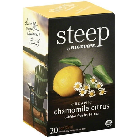 Steep par Bigelow organique Camomille Citrus caféine sacs à base de plantes de thé, 20 count, 1 oz, (Pack de 6)