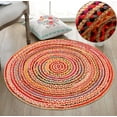 thumbnail image 4 of DecorAvenue Hand Woven Braided Farmhouse Jute Area Rug Multi Color 4 ft Round, 4 of 5