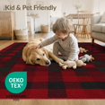 thumbnail image 4 of ODIKA 9'x12' Washable Area Rug Non-Shedding, Easy Care Tartan Gingham Striped Checkered Field Front Layering Large Plaid Flowing for Master Suite, California King, Under Bed, 4 of 7