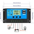 thumbnail image 2 of Controlador de carga de 30 A con pantalla LCD y dos puertos USB para baterías de plomo-ácido Regulador solar de batería PWM inteligente de 24 V/12 V, 2 of 5