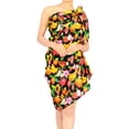 thumbnail image 2 of LA LEELA Women's Beachwear Summer Beach Pareo Sarong Coverups Wrap Skirt Swimsuit Swim Cover up Bikini Wraps for Women One Size Allover Fruits, Black, 2 of 5
