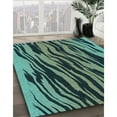 thumbnail image 3 of Ahgly Company Machine Washable Indoor Square Transitional Deep Teal Green Area Rugs, 3' Square, 3 of 7