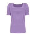 thumbnail image 6 of Olyvenn Womens Summer Tops Dressy Casual Puff Short Sleeve Shirts 2025 Fashion Square Neck Tshirts Loose Fit Blouses Purple XXL, 6 of 7