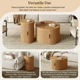 thumbnail image 6 of Set of 2 Coffee Table with Sliding Tambour Door, Mid-Century End Table Set with Storage, Round Fluted Center Table, Tall & Low Side Table for Living Room, Natural, 6 of 9