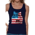 thumbnail image 1 of Awkward Styles Women's American Flag Cat Graphic Tank Tops USA Flag Cat Independence Day 4th of July, 1 of 4