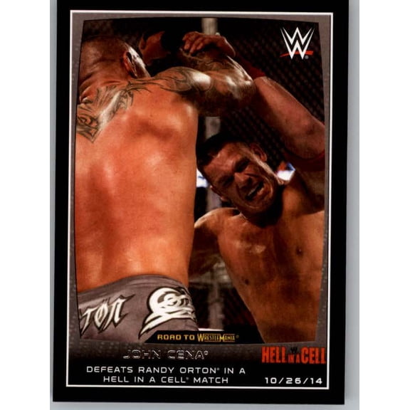 Collectible 2015 Topps WWE Road to Wrestlemania #56 John Cena Defeats Randy Orton in a Hell in a Cell Match Wrestling Trading Card