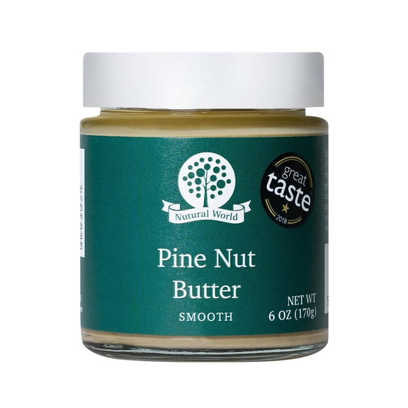 Nutural World - Smooth Pine Nut Butter 6 0z (170g) - Great Taste Award Winner - Pure 100% Single Ingredient - Vegan, Kosher, Sugar-Free