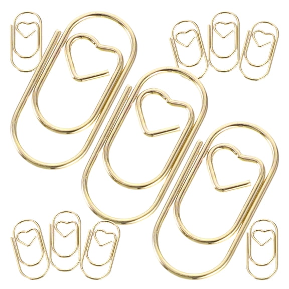 200 Pcs Heart Shaped Paper Clip Office 2.00X0.90X0.10CM Golden