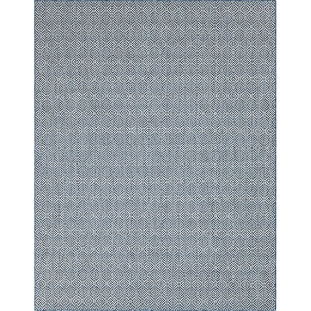 Unique Loom Outdoor Trellis Moroccan Rug 9' x 12' Rectangle Navy Blue/Ivory
