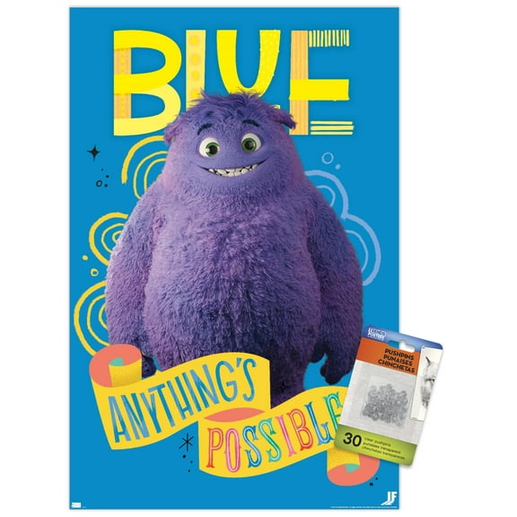 IF (Imaginary Friends) - Blue Anything's Possible Wall Poster with Push Pins, 14.725" x 22.375"