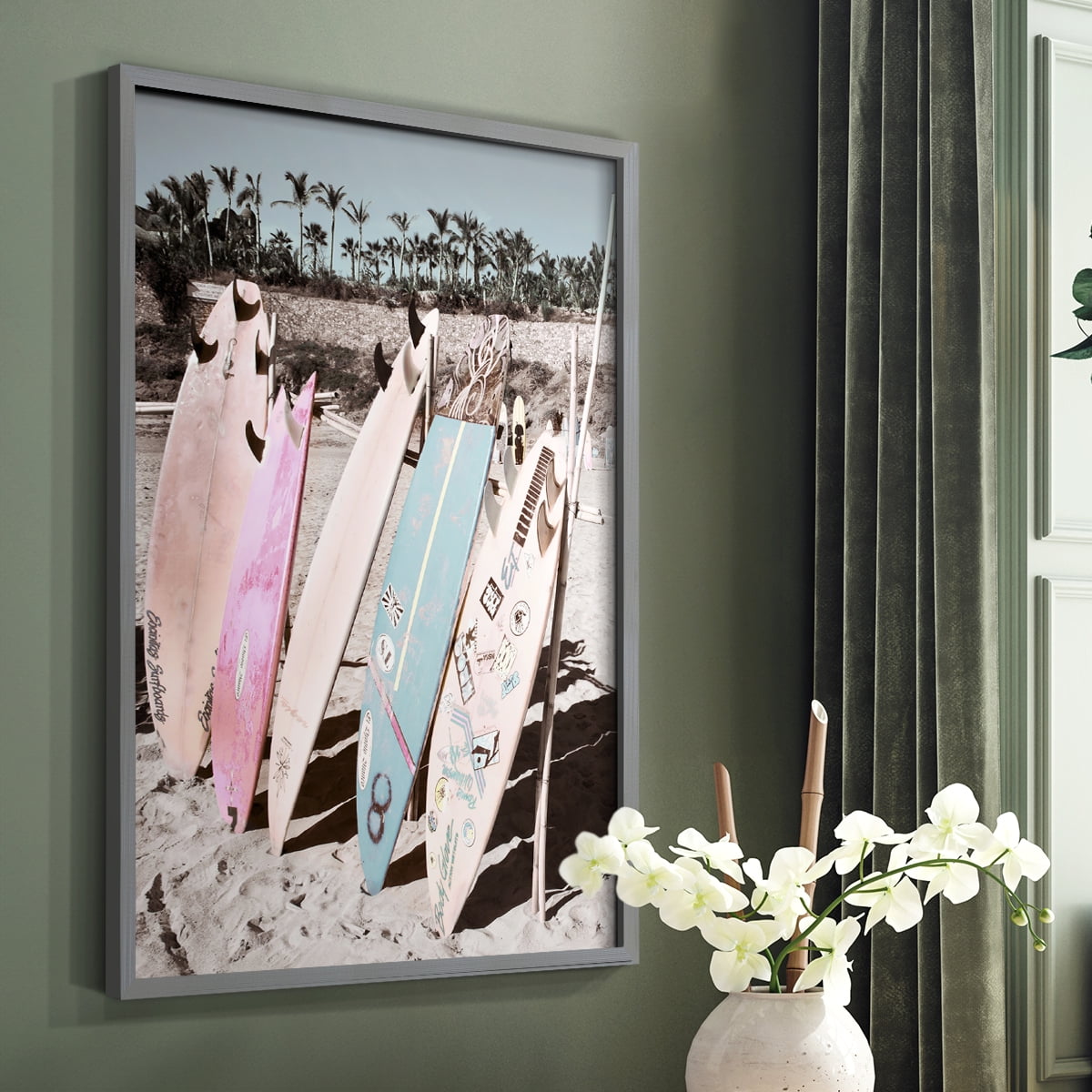 Wave Ready Framed Print in Gray Solid Wood 8 x 10 Framed Print