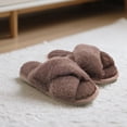 thumbnail image 2 of Womens Fuzzy Memory Foam Slippers Cross Band Cozy Plush Home Slippers Fluffy Furry Open Toe House Shoes Indoor Outdoor Slide Slipper, 2 of 6