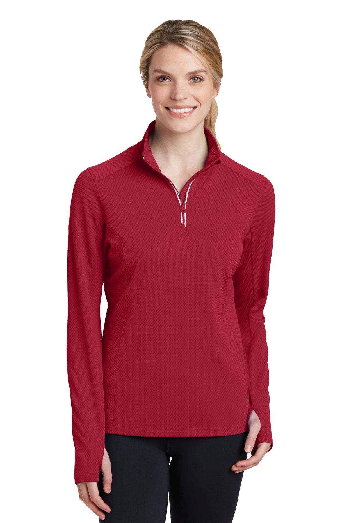 Sport-Tek Ladies Sport-Wick Textured 1/4-Zip Pullover. LST860