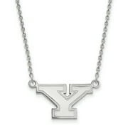 Sterling Silver Rhodium-plated LogoArt Youngstown State University Letter Y Small Pendant 18 inch Necklace QSS008YSU-18