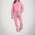 thumbnail image 3 of VBVC No Boundarie Women's 2 Piece Textured Outfit,Ladies Sweatshirt and Joggers Set With Pockets,Breathable Lounge Sets For Women,Pink,Size M, 3 of 7