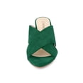 thumbnail image 6 of BLISSFUL STEP Women's Sandals Block Heels Crisscross Strap Mules Slide Sandals Green 8, 6 of 8
