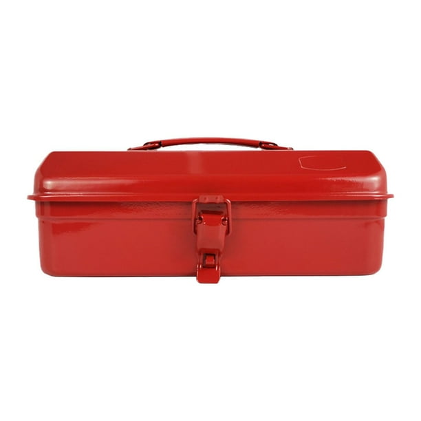 Caja organizadora de herramientas portátil de metal de 30,5 x 16 x 11,6 cm, multiusos para exteriores. Rojo