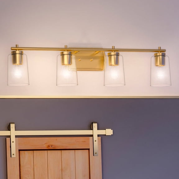Luxury Traditional Bath Light, 7.625H x 32W, with Transitional Style, Satin Gold, UHP4148 by Urban Ambiance