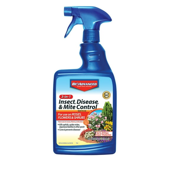BioAdvanced 3-In-1 Insect, Disease and Mite Control, Ready-to-Use, 24 oz, Treats up to 45 Plants