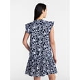 thumbnail image 4 of Time and Tru Women's Double Cloth Mini Dress with Flutter Sleeves, Sizes XS-XXXL, 4 of 6
