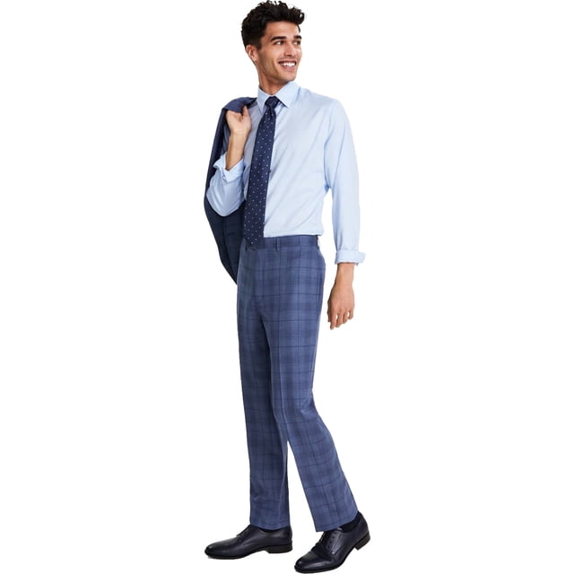 Calvin Klein Mens Slim Fit Dress Pants Slacks, Blue, 36W x 30L