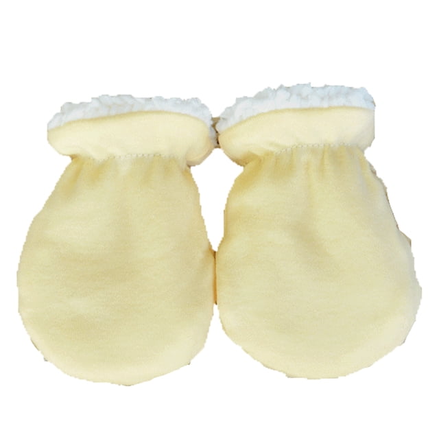 Guantes de bebé antiarañazos Guantes de bebé invierno algodón grueso, amarillo