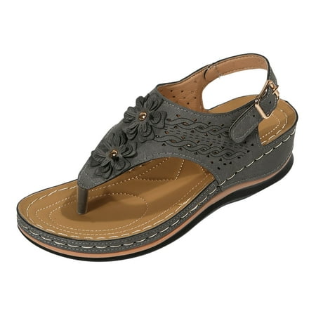 

Sandals Women Ergonomic Design Wedge Toe Post Mitigate Foot igue Comfy Shoes
