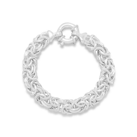 Silver Circular Bracelets - Oval Byzantine Bracelet Sterling Silver 12mm Wide