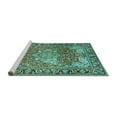 thumbnail image 2 of Ahgly Company Machine Washable Indoor Square Medallion Turquoise Blue Traditional Area Rugs, 3' Square, 2 of 4