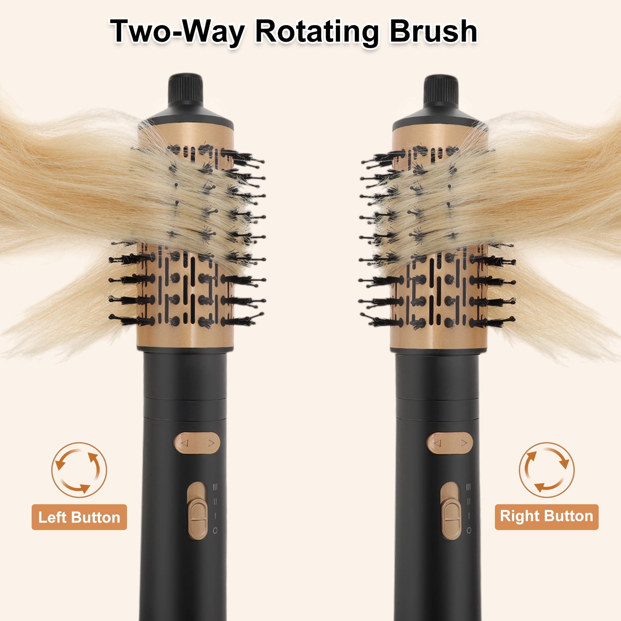 Unique Bargains 3 in 1 Air Styler Hot Air Rotating Blow Dryer Brush with Auto Curling Function Lightweight Hair Dryer & Volumizing Brush Black