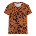 thumbnail image 5 of UANWENN T-Shirt à Col Rond Décontracté pour Femmes, Classique Polyvalent, Quotidien, à Manches Courtes, Uni, à Rayures, Léopard Camouflage, à Blocs de Couleur, 2 T-Shirts Superposables pour Femmes, Paquet Court, Vêtement, Chemise, Jolis Hauts pour Femmes Été, 5 of 5